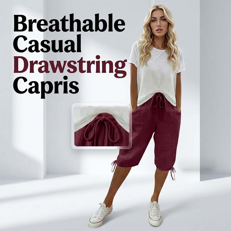 Drawstring Elastic Waist Loose Fit Trousers