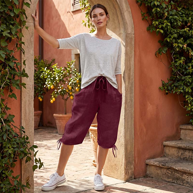 Drawstring Elastic Waist Loose Fit Trousers