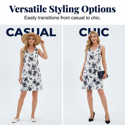 Women's Casual Printed Spaghetti Strap Sleeveless Dress