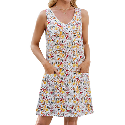 Women's Casual Printed Spaghetti Strap Sleeveless Dress