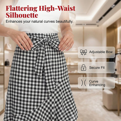 Women's High-Waist Asymmetrical Ruffle Maxi Skirt