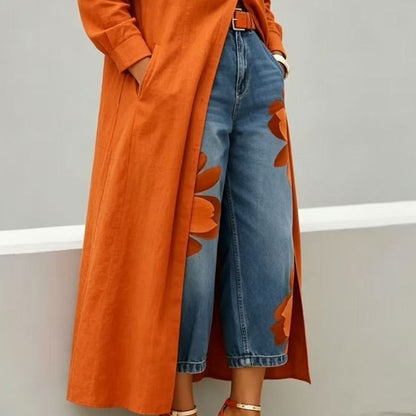 🥳 45% OFF! 🥳 Artistic Flower Wide-Leg Jeans for Women