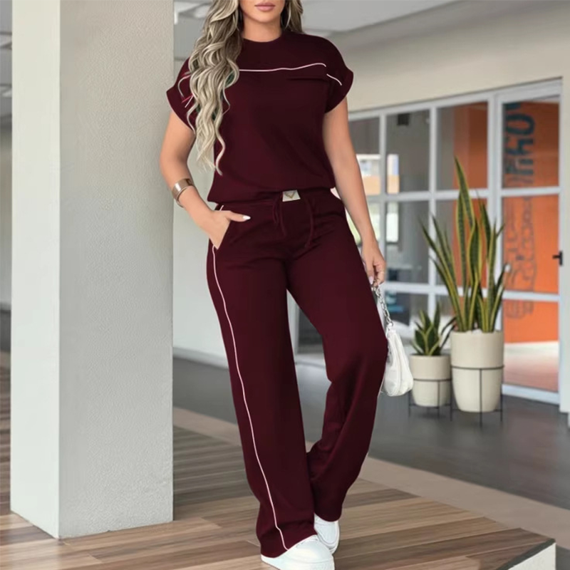 ⏰🔥LIMITED TIME 50% OFF!🔥Women's Casual Short Sleeve Top & Wide Leg Pants Set
