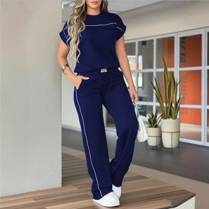 ⏰🔥LIMITED TIME 50% OFF!🔥Women's Casual Short Sleeve Top & Wide Leg Pants Set