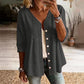 👚Women's V-Neck Lace Trim Button-Down Blouse– Elegant Everyday Top✨