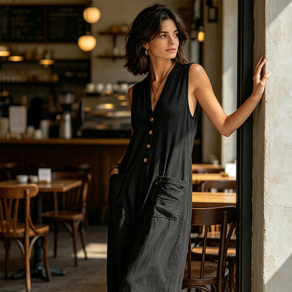 Women's Casual V-Neck Sleeveless Jumpsuit