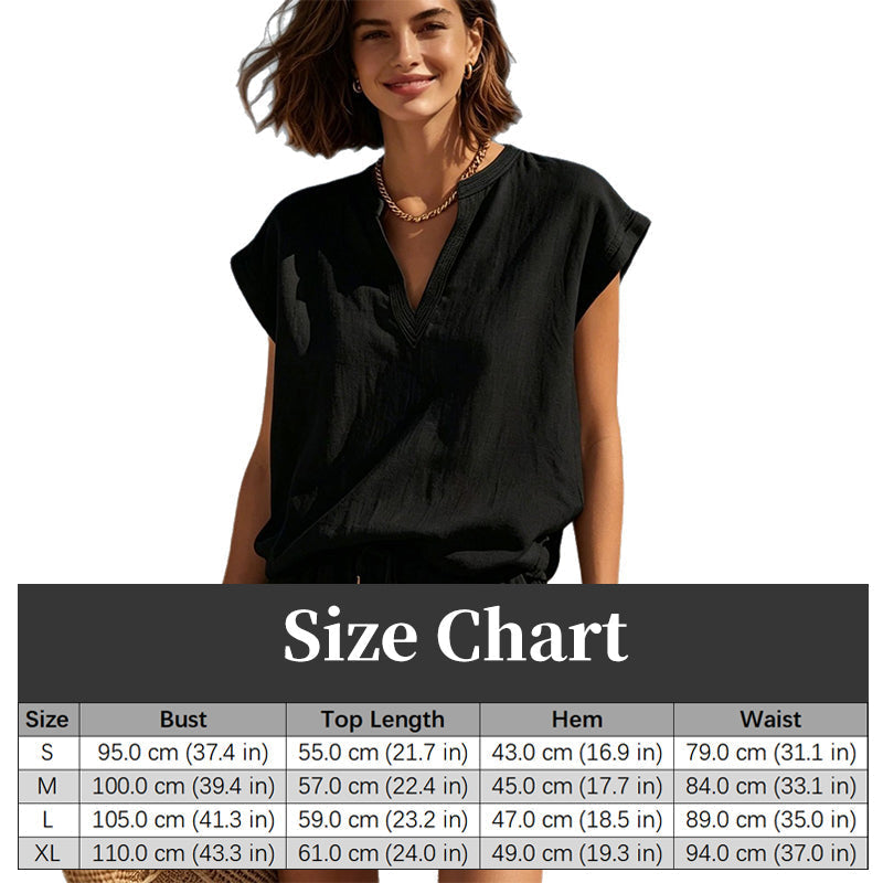 Women's Casual V-Neck Top & Shorts Set