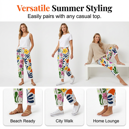 Women's Casual Floral Print Cropped Pants