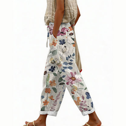 Women's Casual Floral Print Cropped Pants