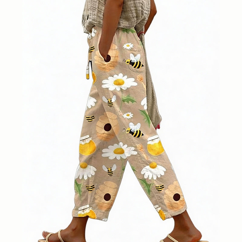 Women's Casual Floral Print Cropped Pants