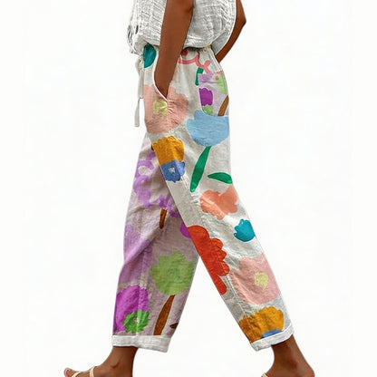 Women's Casual Floral Print Cropped Pants