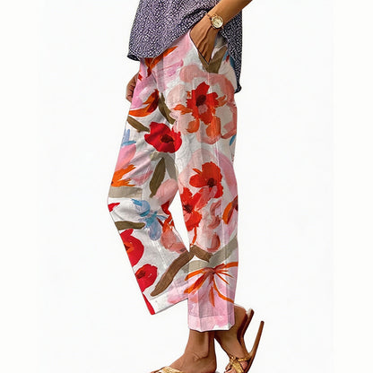 Women's Casual Floral Print Cropped Pants