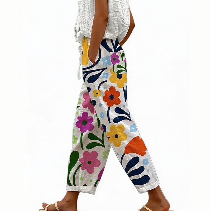 Women's Casual Floral Print Cropped Pants