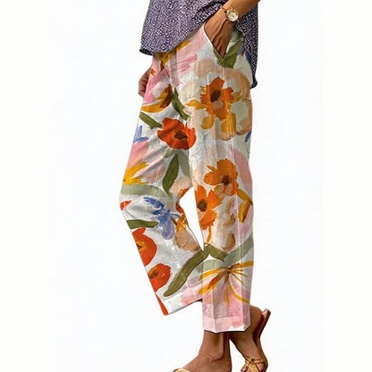 Women's Casual Floral Print Cropped Pants