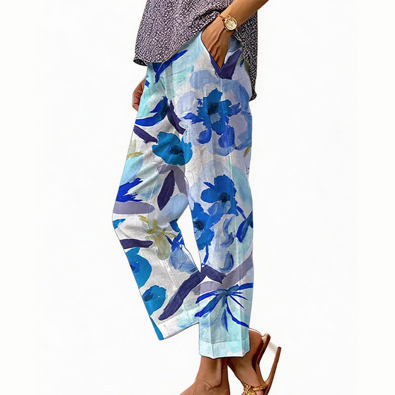 Women's Casual Floral Print Cropped Pants