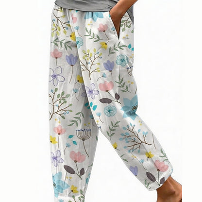 Women's Casual Floral Print Cropped Pants