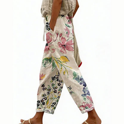 Women's Casual Floral Print Cropped Pants