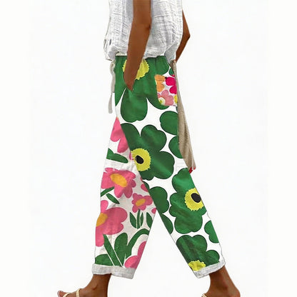 Women's Casual Floral Print Cropped Pants