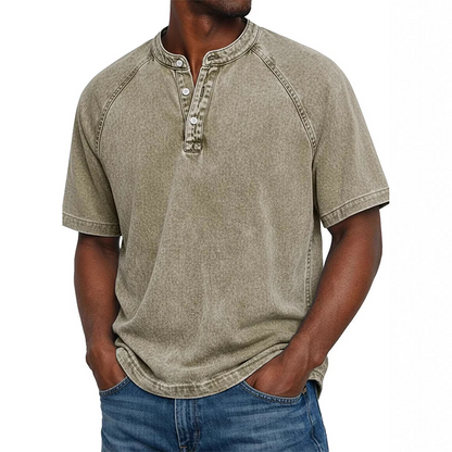 ✨Men's Casual Band Collar Short Sleeve Shirt - Comfortable, Breathable & Effortlessly Stylish