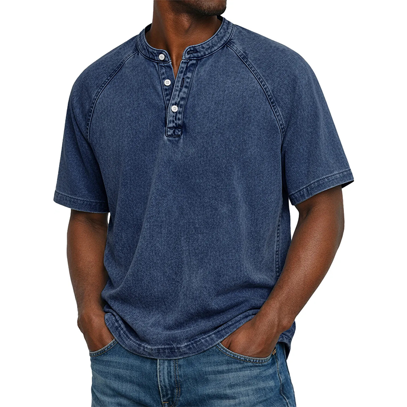 ✨Men's Casual Band Collar Short Sleeve Shirt - Comfortable, Breathable & Effortlessly Stylish