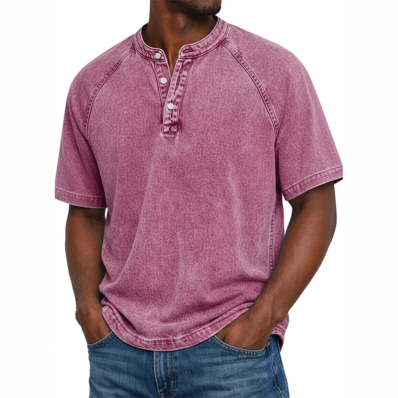 ✨Men's Casual Band Collar Short Sleeve Shirt - Comfortable, Breathable & Effortlessly Stylish