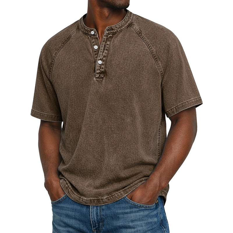 ✨Men's Casual Band Collar Short Sleeve Shirt - Comfortable, Breathable & Effortlessly Stylish