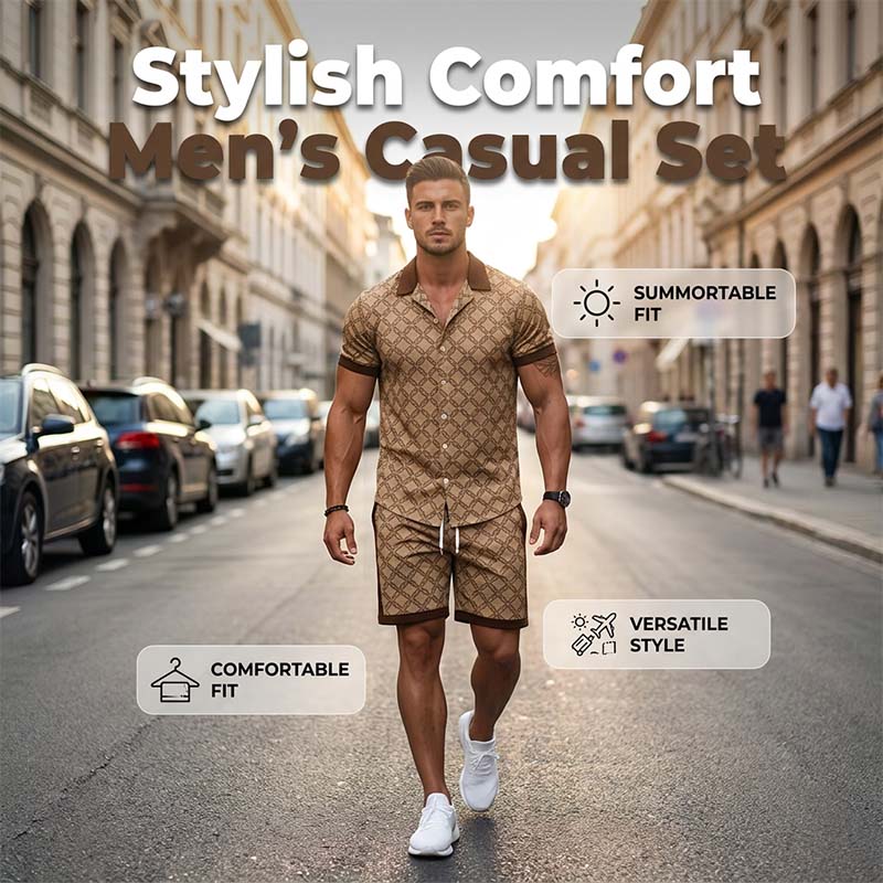 ⏳Limited-time 50% off⏰Men's Printed 2-Piece Summer Set👕🩳