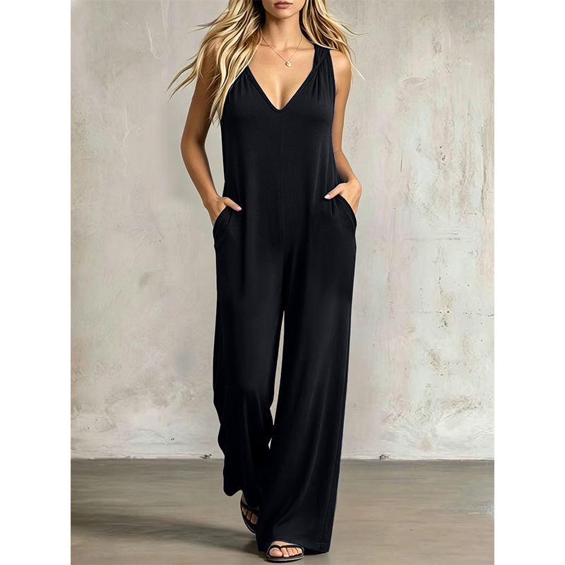 👗 50% OFF NOW! 🌞 Women's Effortless Summer V-Neck Jumpsuit – Flowy & lightweight – Breathable fabric, perfect for beach or brunch – easy one-and-done style 🌊