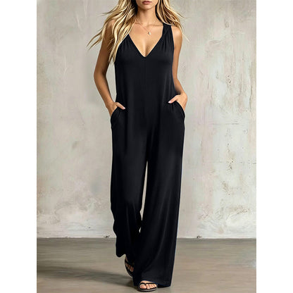 👗 50% OFF NOW! 🌞 Women's Effortless Summer V-Neck Jumpsuit – Flowy & lightweight – Breathable fabric, perfect for beach or brunch – easy one-and-done style 🌊