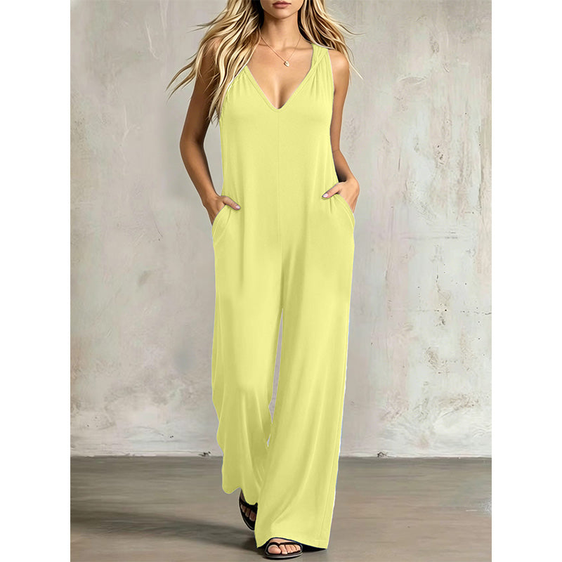 👗 50% OFF NOW! 🌞 Women's Effortless Summer V-Neck Jumpsuit – Flowy & lightweight – Breathable fabric, perfect for beach or brunch – easy one-and-done style 🌊