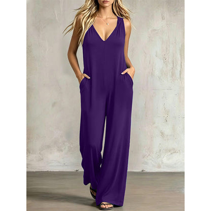 👗 50% OFF NOW! 🌞 Women's Effortless Summer V-Neck Jumpsuit – Flowy & lightweight – Breathable fabric, perfect for beach or brunch – easy one-and-done style 🌊