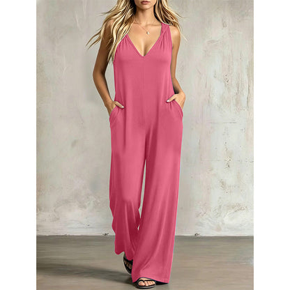 👗 50% OFF NOW! 🌞 Women's Effortless Summer V-Neck Jumpsuit – Flowy & lightweight – Breathable fabric, perfect for beach or brunch – easy one-and-done style 🌊