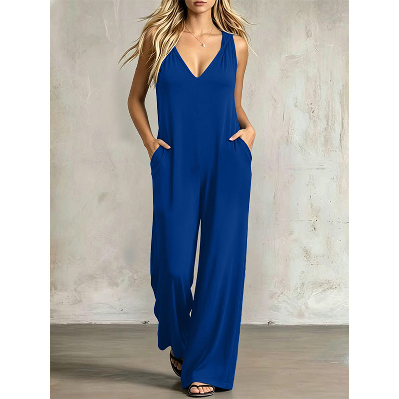 👗 50% OFF NOW! 🌞 Women's Effortless Summer V-Neck Jumpsuit – Flowy & lightweight – Breathable fabric, perfect for beach or brunch – easy one-and-done style 🌊