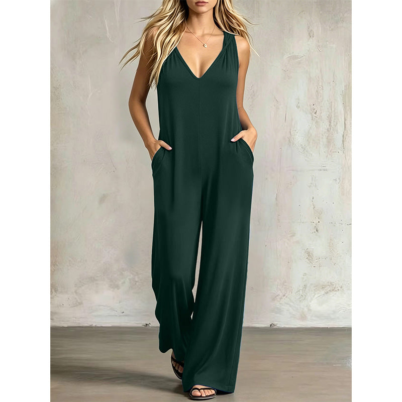 👗 50% OFF NOW! 🌞 Women's Effortless Summer V-Neck Jumpsuit – Flowy & lightweight – Breathable fabric, perfect for beach or brunch – easy one-and-done style 🌊