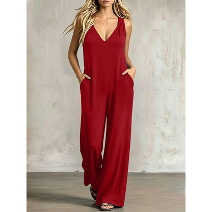 👗 50% OFF NOW! 🌞 Women's Effortless Summer V-Neck Jumpsuit – Flowy & lightweight – Breathable fabric, perfect for beach or brunch – easy one-and-done style 🌊
