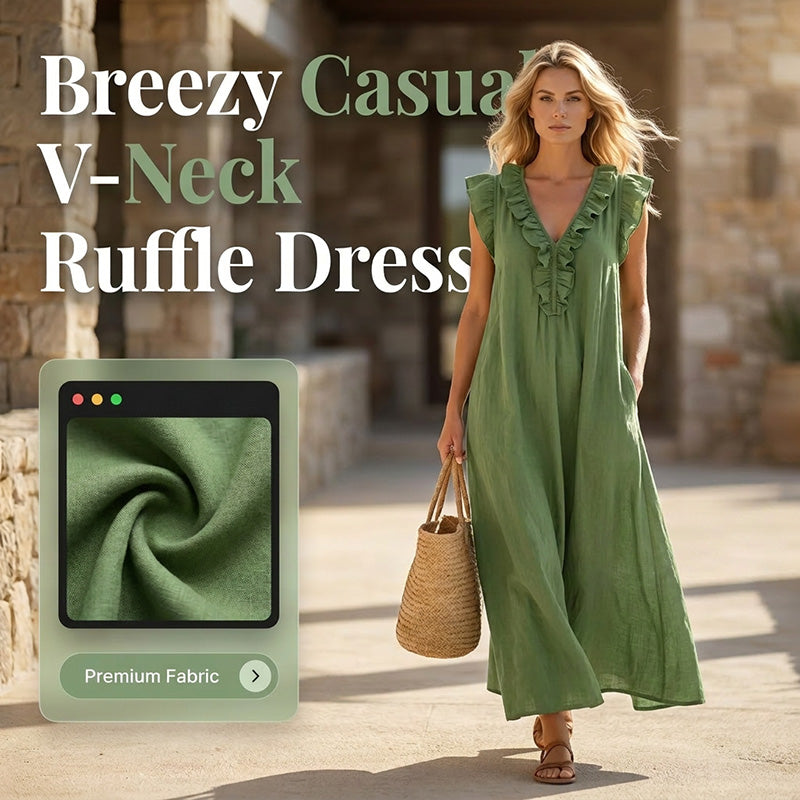 👗 50% OFF NOW! 🌸 Women's Casual Sleeveless V-Neck Ruffle Dress – Flowy & lightweight – Perfect for summer days, beach or brunch – charming and easy to wear 💃