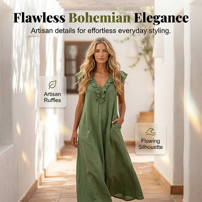 👗 50% OFF NOW! 🌸 Women's Casual Sleeveless V-Neck Ruffle Dress – Flowy & lightweight – Perfect for summer days, beach or brunch – charming and easy to wear 💃