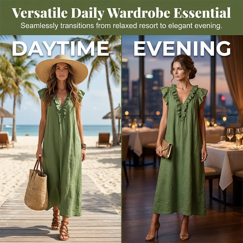 👗 50% OFF NOW! 🌸 Women's Casual Sleeveless V-Neck Ruffle Dress – Flowy & lightweight – Perfect for summer days, beach or brunch – charming and easy to wear 💃