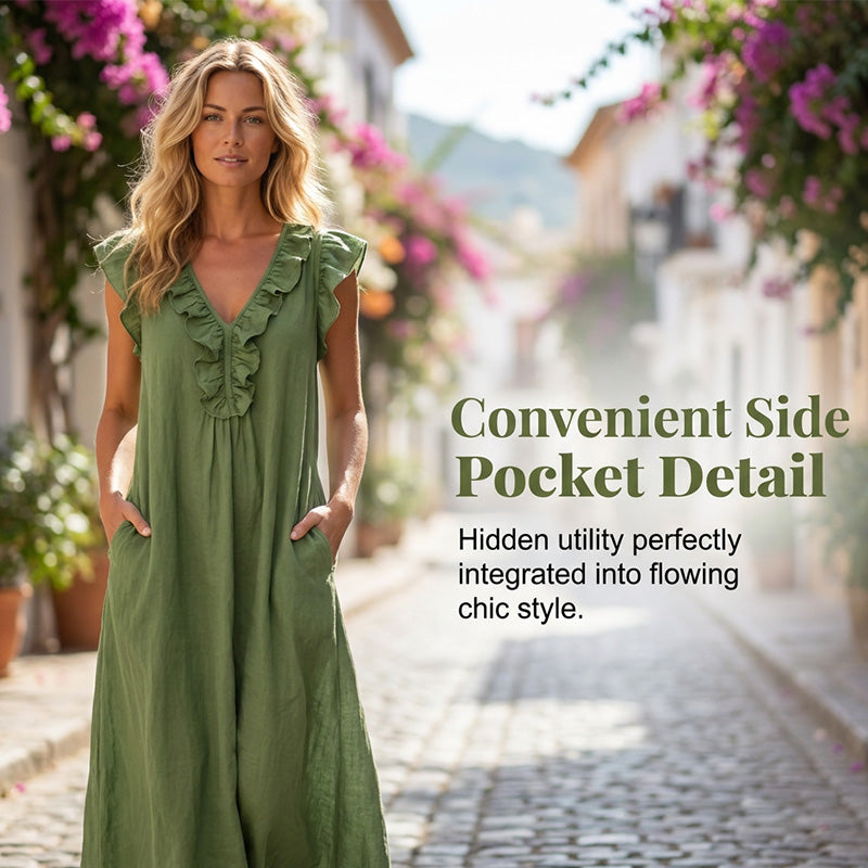👗 50% OFF NOW! 🌸 Women's Casual Sleeveless V-Neck Ruffle Dress – Flowy & lightweight – Perfect for summer days, beach or brunch – charming and easy to wear 💃