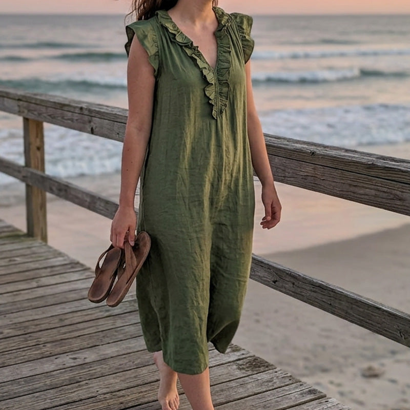 👗 50% OFF NOW! 🌸 Women's Casual Sleeveless V-Neck Ruffle Dress – Flowy & lightweight – Perfect for summer days, beach or brunch – charming and easy to wear 💃