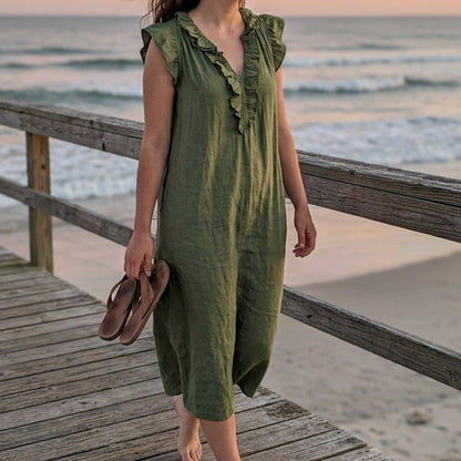 👗 50% OFF NOW! 🌸 Women's Casual Sleeveless V-Neck Ruffle Dress – Flowy & lightweight – Perfect for summer days, beach or brunch – charming and easy to wear 💃