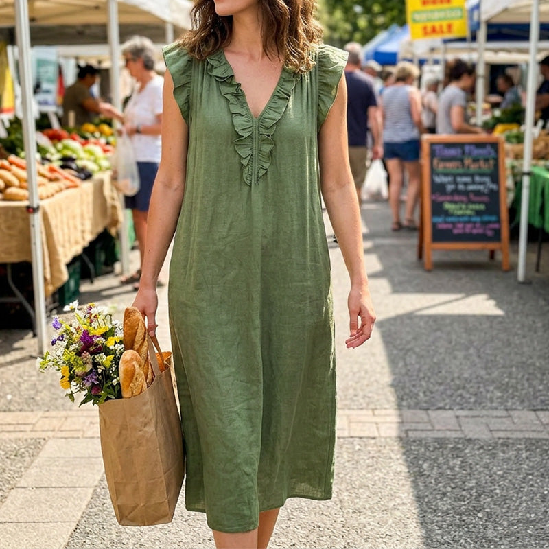 👗 50% OFF NOW! 🌸 Women's Casual Sleeveless V-Neck Ruffle Dress – Flowy & lightweight – Perfect for summer days, beach or brunch – charming and easy to wear 💃