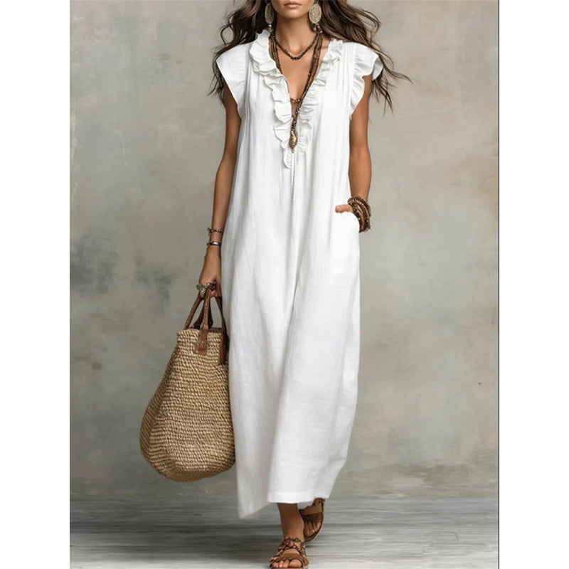👗 50% OFF NOW! 🌸 Women's Casual Sleeveless V-Neck Ruffle Dress – Flowy & lightweight – Perfect for summer days, beach or brunch – charming and easy to wear 💃
