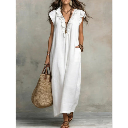 👗 50% OFF NOW! 🌸 Women's Casual Sleeveless V-Neck Ruffle Dress – Flowy & lightweight – Perfect for summer days, beach or brunch – charming and easy to wear 💃