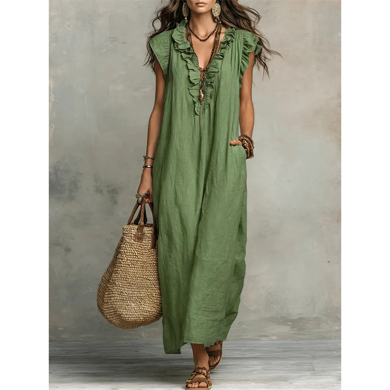 👗 50% OFF NOW! 🌸 Women's Casual Sleeveless V-Neck Ruffle Dress – Flowy & lightweight – Perfect for summer days, beach or brunch – charming and easy to wear 💃