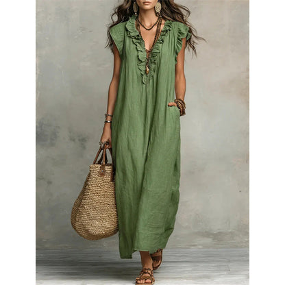 👗 50% OFF NOW! 🌸 Women's Casual Sleeveless V-Neck Ruffle Dress – Flowy & lightweight – Perfect for summer days, beach or brunch – charming and easy to wear 💃