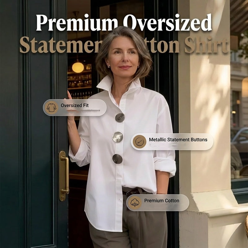💫Women’s Oversized Button Stand Collar Shirt – Make Every Outfit A Statement!