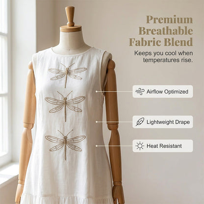 Women's Sleeveless Dragonfly Print Loose Fit Dress