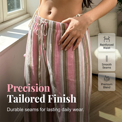 Women's Striped Wide-Leg Drawstring Pants