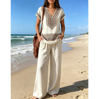 🌴🌺Women's Printed Top & Pants 2-Piece Set